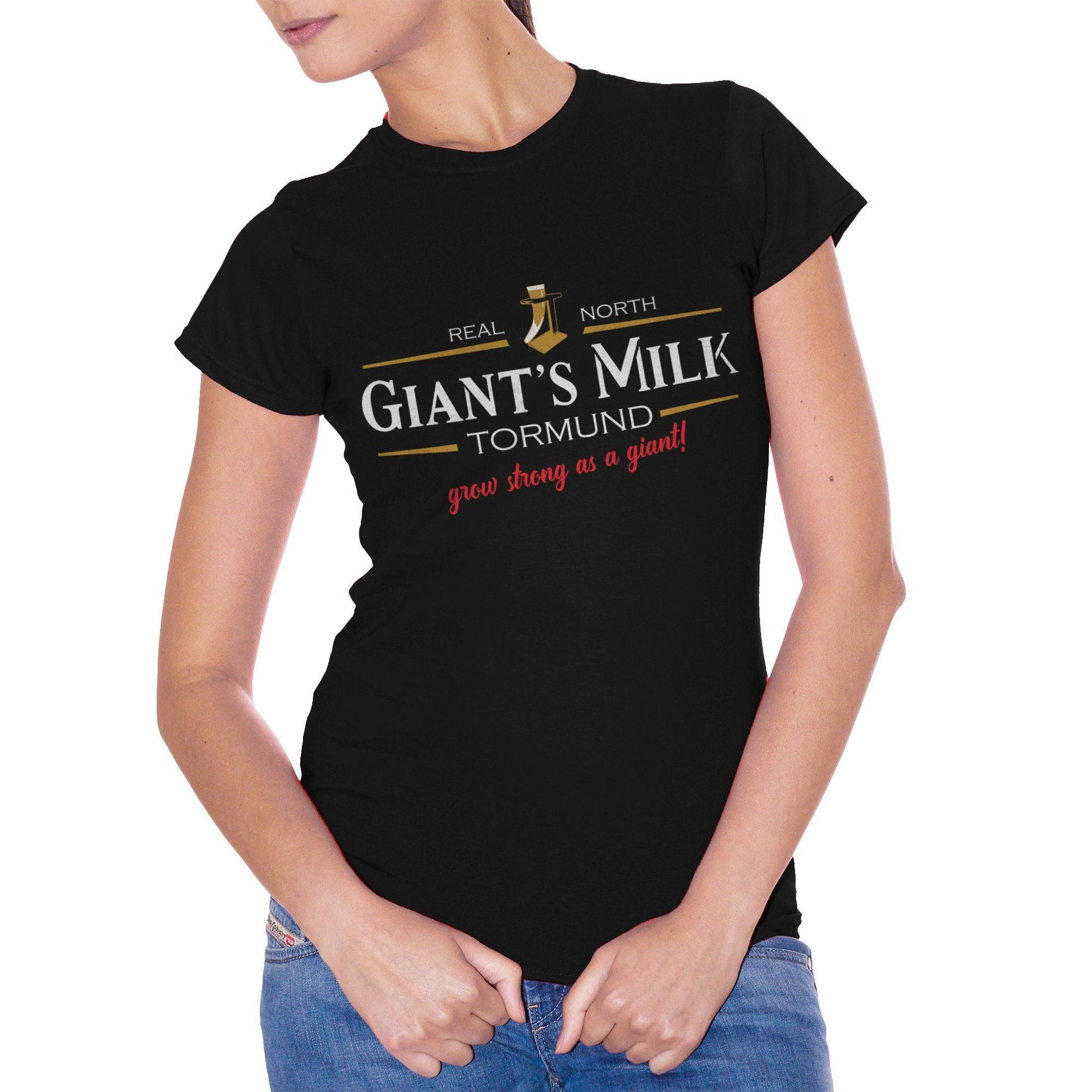 White T-Shirt Giant'S Milk | Ispirata Al Trono Di Spade | Cresci Forte Come Un Gigante | Il Segreto Di Tormund - FILM CucShop