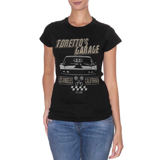 Black T-Shirt Toretto'S Garage | Los Angeles California Car Macchina Fast And Furious | Grafica Per L'Officina Meccanica Di Toretto - FILM CucShop