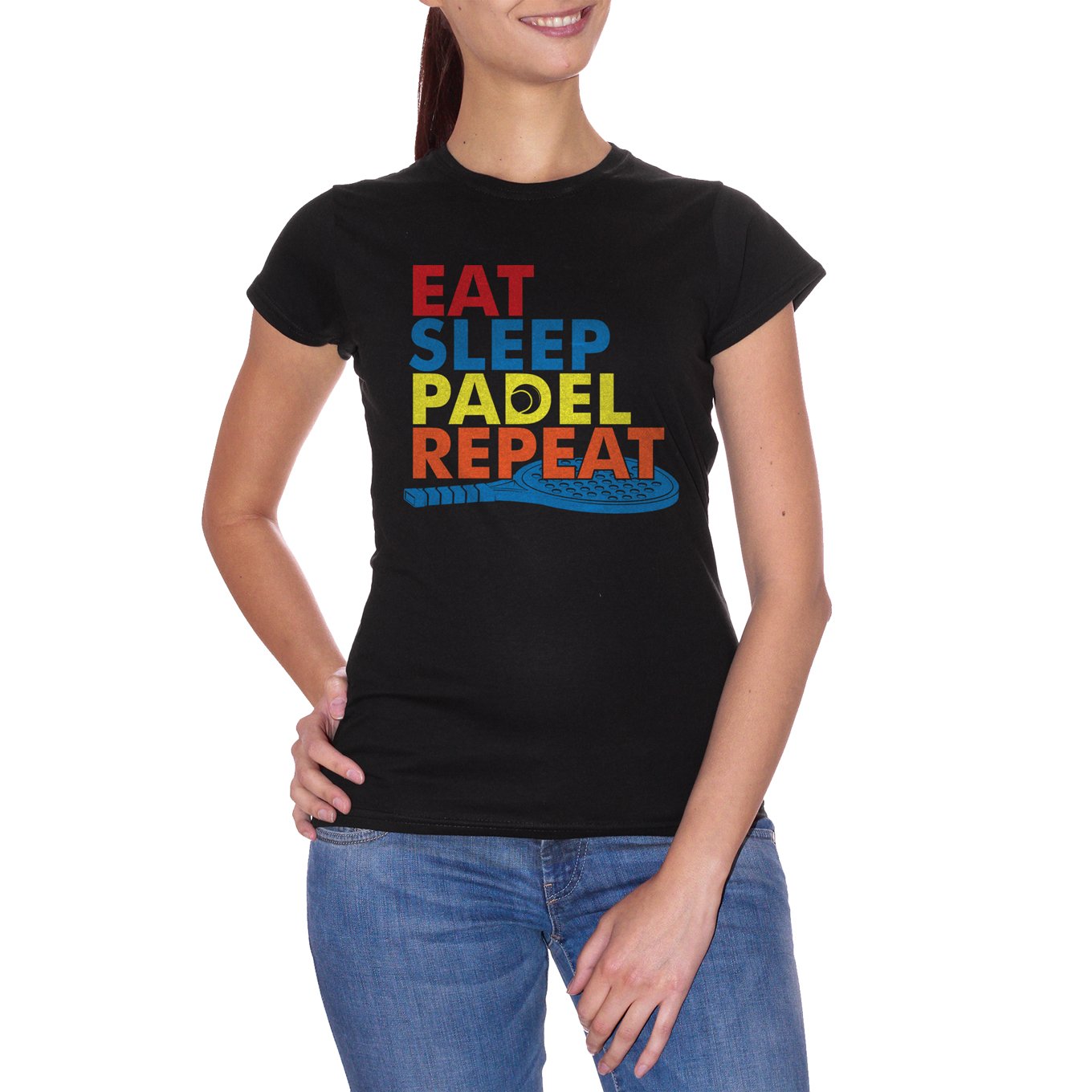 White T-Shirt Padel - Eat Sleep Game Repeat - Regalo per appassionati del Padel - Choose Ur Color Cuc shop
