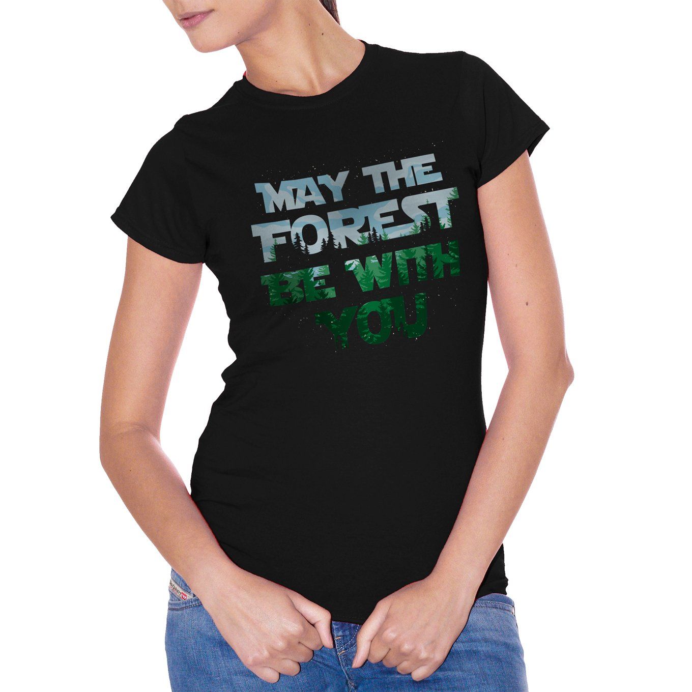 White T-Shirt Forest Nature Jedi Frasi Divertenti Star Wars Forza - Funny Choose ur color CucShop