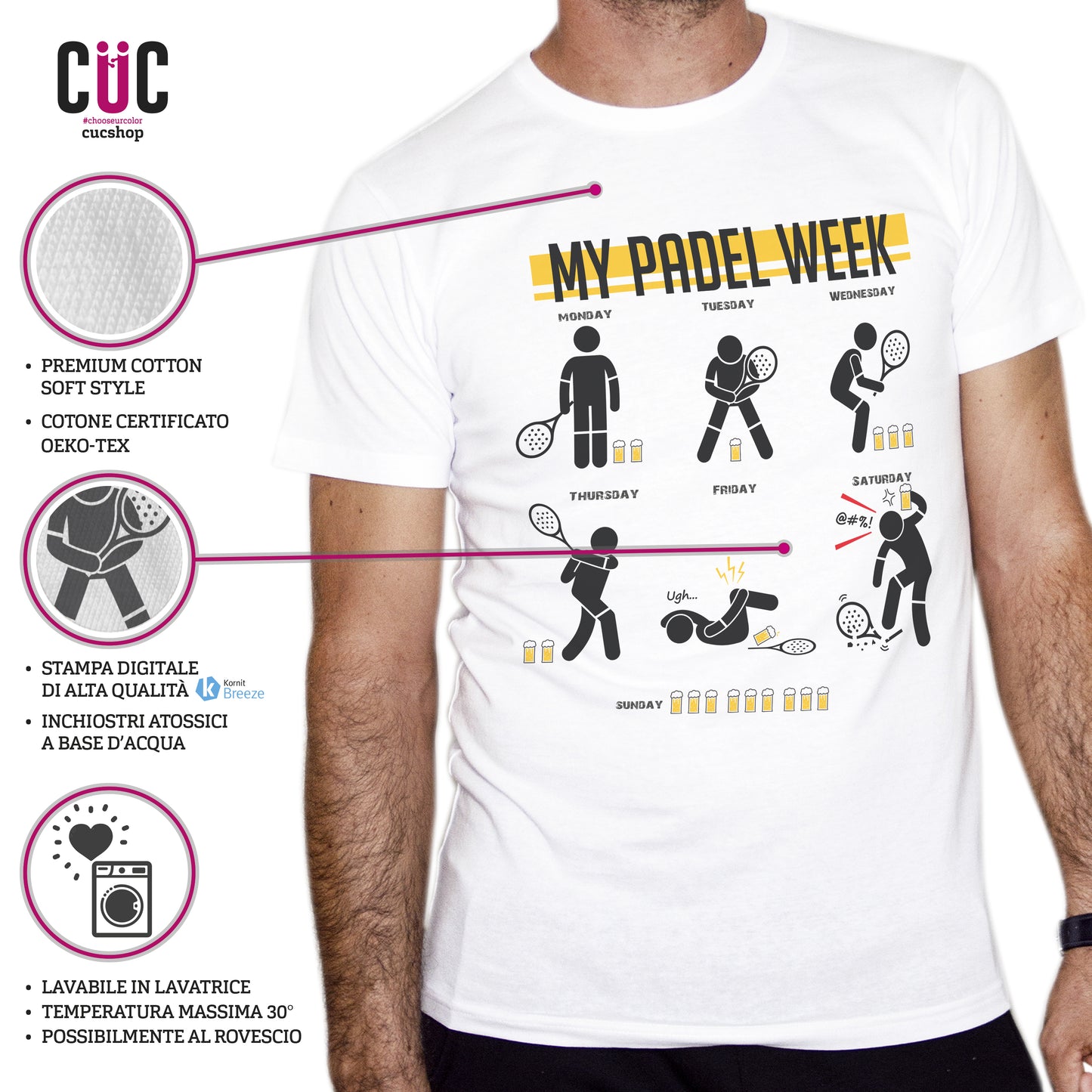 Rosy Brown T-Shirt Padel Week - Beer & Padel - SPORT - ChooseurColor CucShop