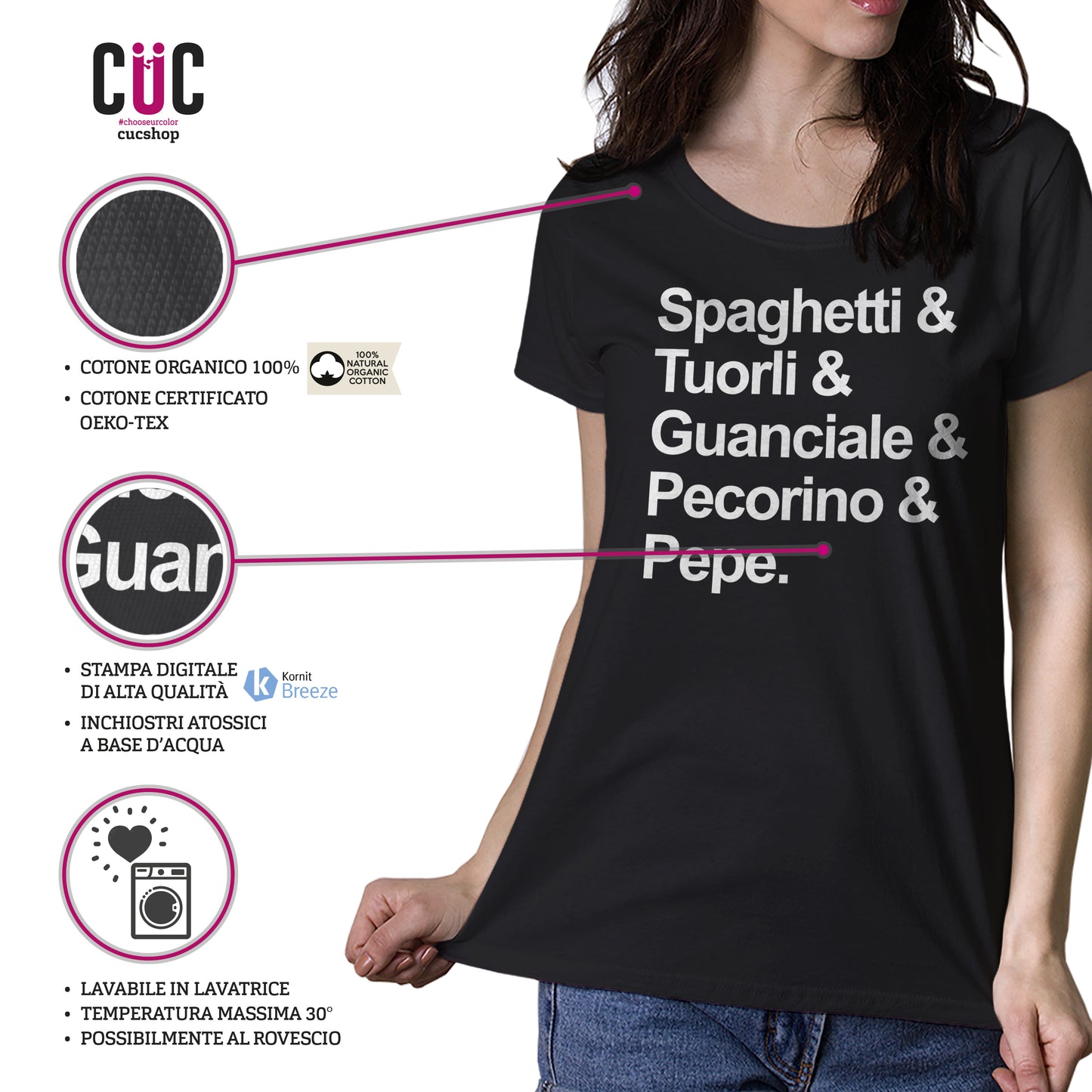 T-Shirt Carbonara - Ricetta della pasta italiana per eccellenza - MUSIC Choose ur color - CUC chooseurcolor